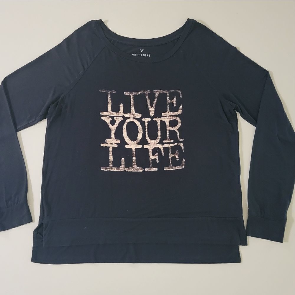 American Eagle Soft & Sexy Black Long Sleeve Top